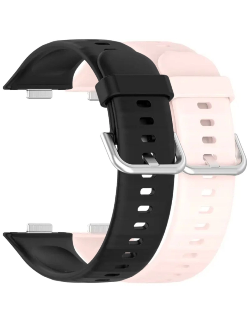 imagem de Pack 2x bracelete silicone fecho metal para Huawei Watch Fit 3 Preto e Rosa1