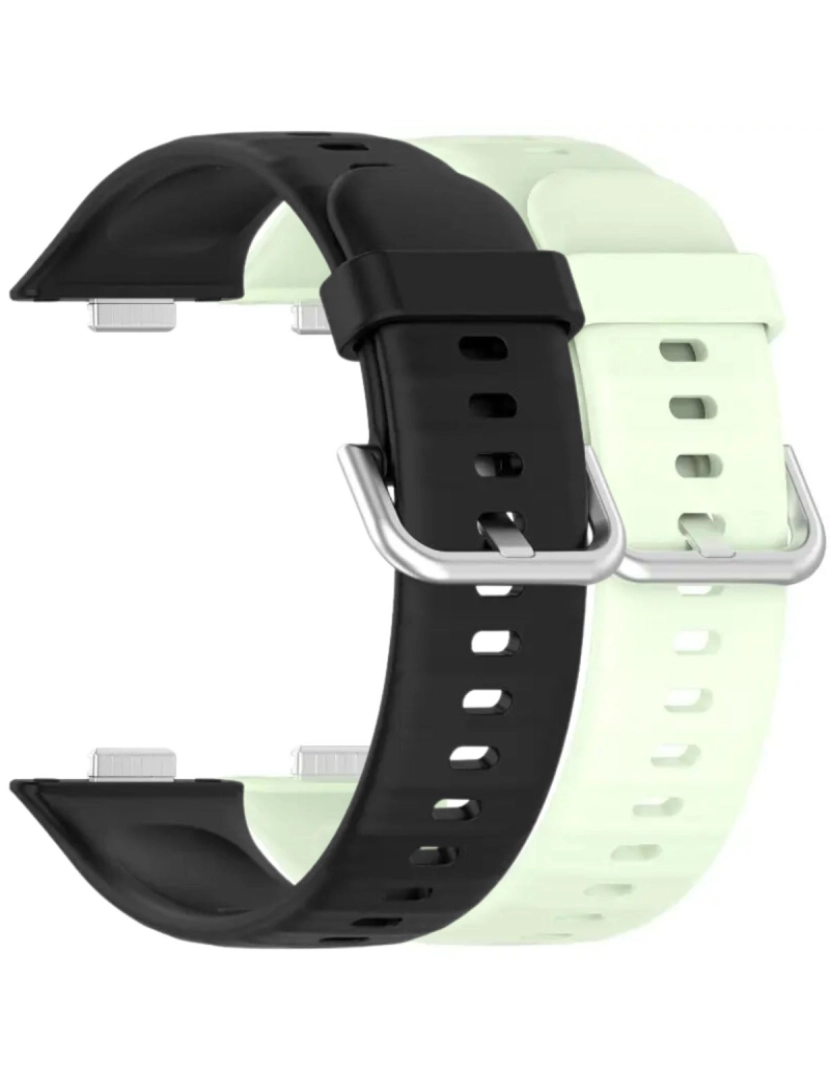 imagem de Pack 2x bracelete silicone fecho metal para Huawei Watch Fit 3 Preto e Verde Claro1