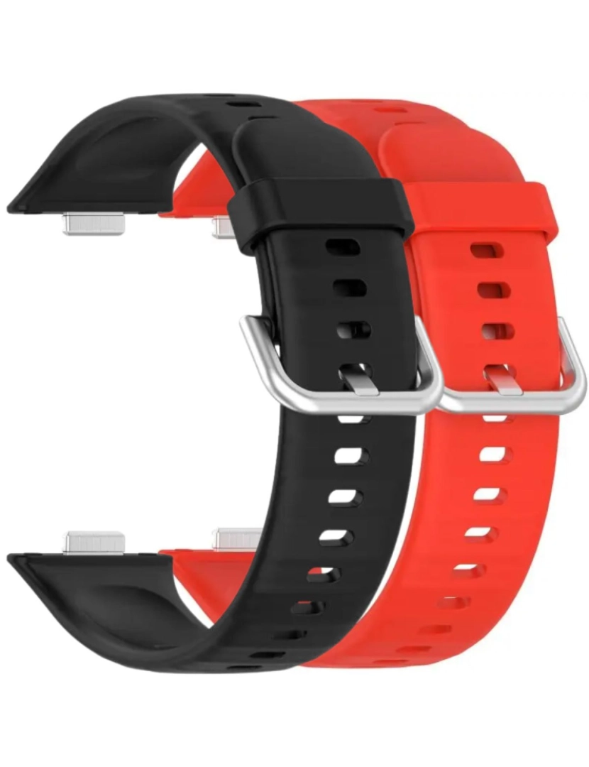 Antiimpacto! - Pack 2x bracelete silicone fecho metal para Huawei Watch Fit 3 Preto e Vermelho