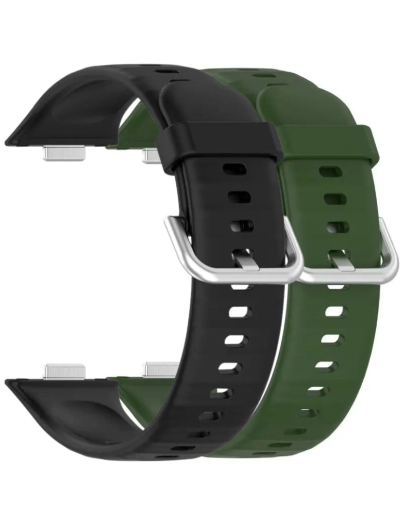 Antiimpacto! - Pack 2x bracelete silicone fecho metal para Huawei Watch Fit 3 Preto e Verde