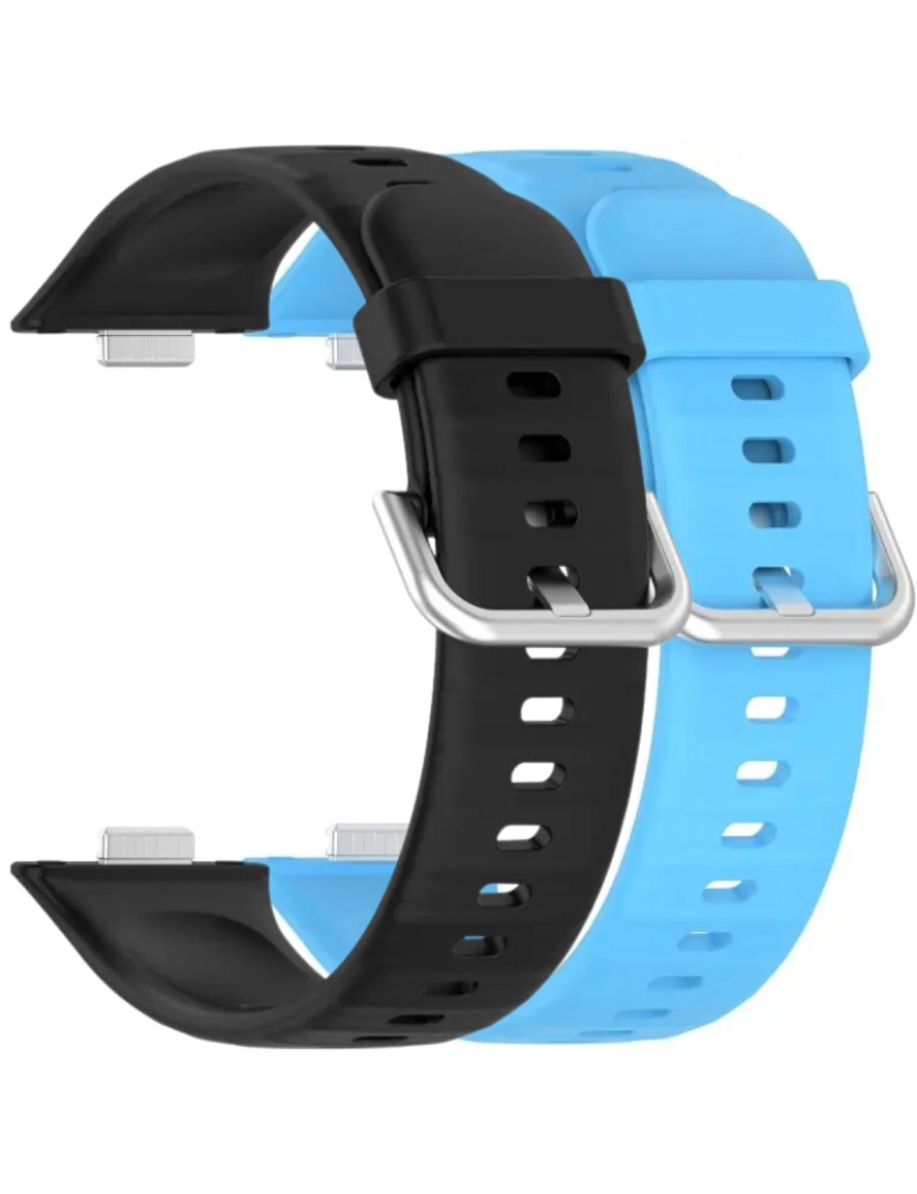 Antiimpacto! - Pack 2x bracelete silicone fecho metal para Huawei Watch Fit 3 Preto e Azul