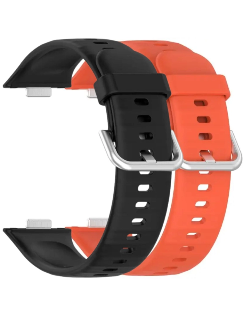 imagem de Pack 2x bracelete silicone fecho metal para Huawei Watch Fit 3 Preto e Laranja1