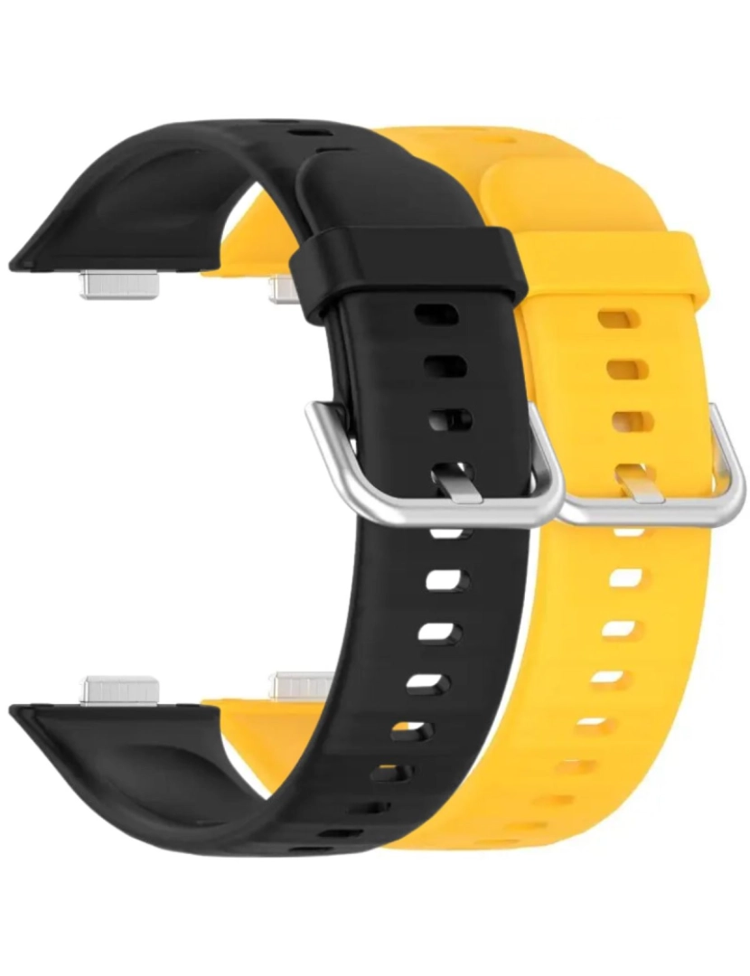 imagem de Pack 2x bracelete silicone fecho metal para Huawei Watch Fit 3 Preto e Amarelo1