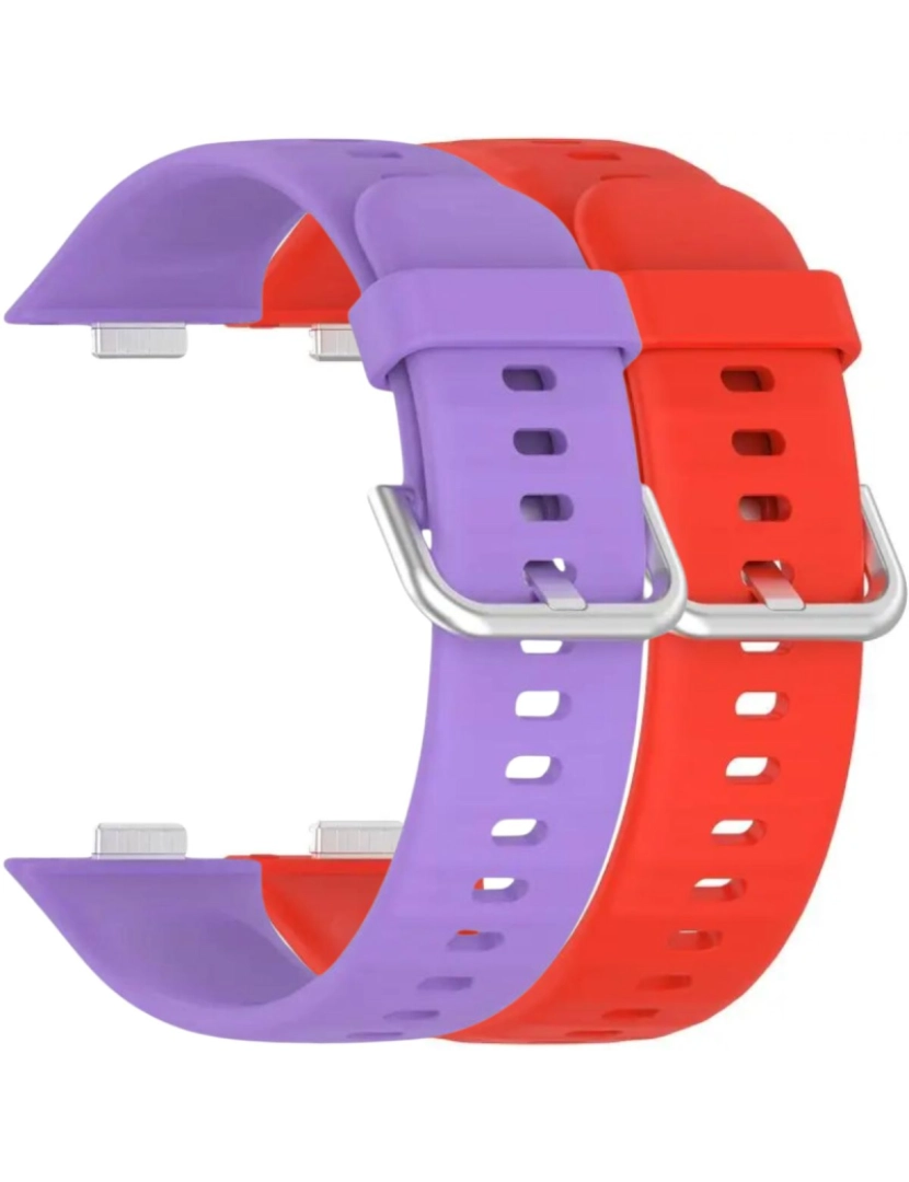 imagem de Pack 2x bracelete silicone fecho metal para Huawei Watch Fit 3 Roxo e Vermelho1