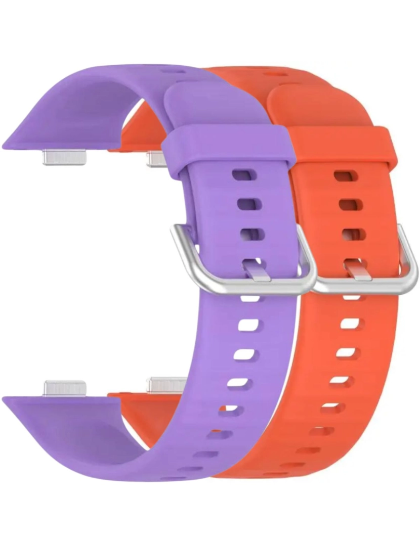 Antiimpacto! - Pack 2x bracelete silicone fecho metal para Huawei Watch Fit 3 Roxo e Laranja