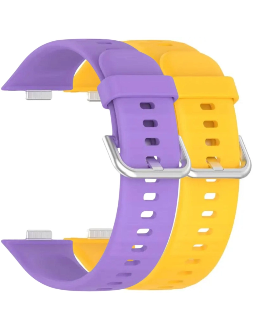 imagem de Pack 2x bracelete silicone fecho metal para Huawei Watch Fit 3 Roxo e Amarelo1