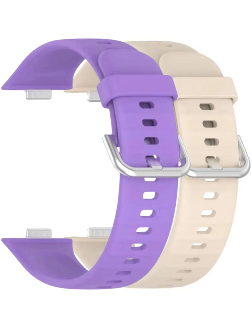 imagem de Pack 2x bracelete silicone fecho metal para Huawei Watch Fit 3 Roxo e Marfim1