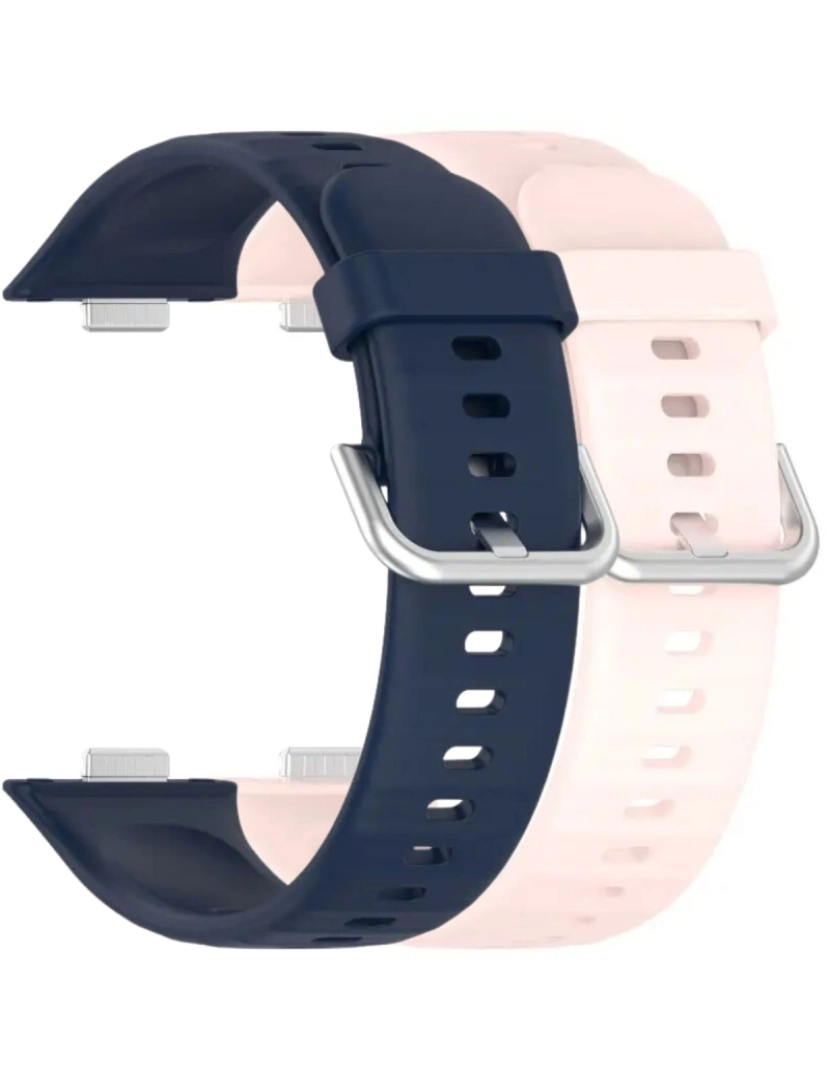 imagem de Pack 2x bracelete silicone fecho metal para Huawei Watch Fit 3 Azul Meia Noite e Rosa1