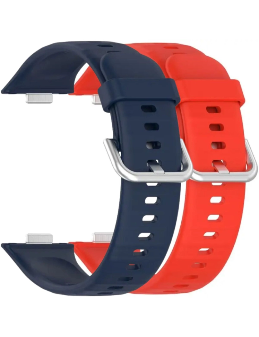 imagem de Pack 2x bracelete silicone fecho metal para Huawei Watch Fit 3 Azul Meia Noite e Vermelho1