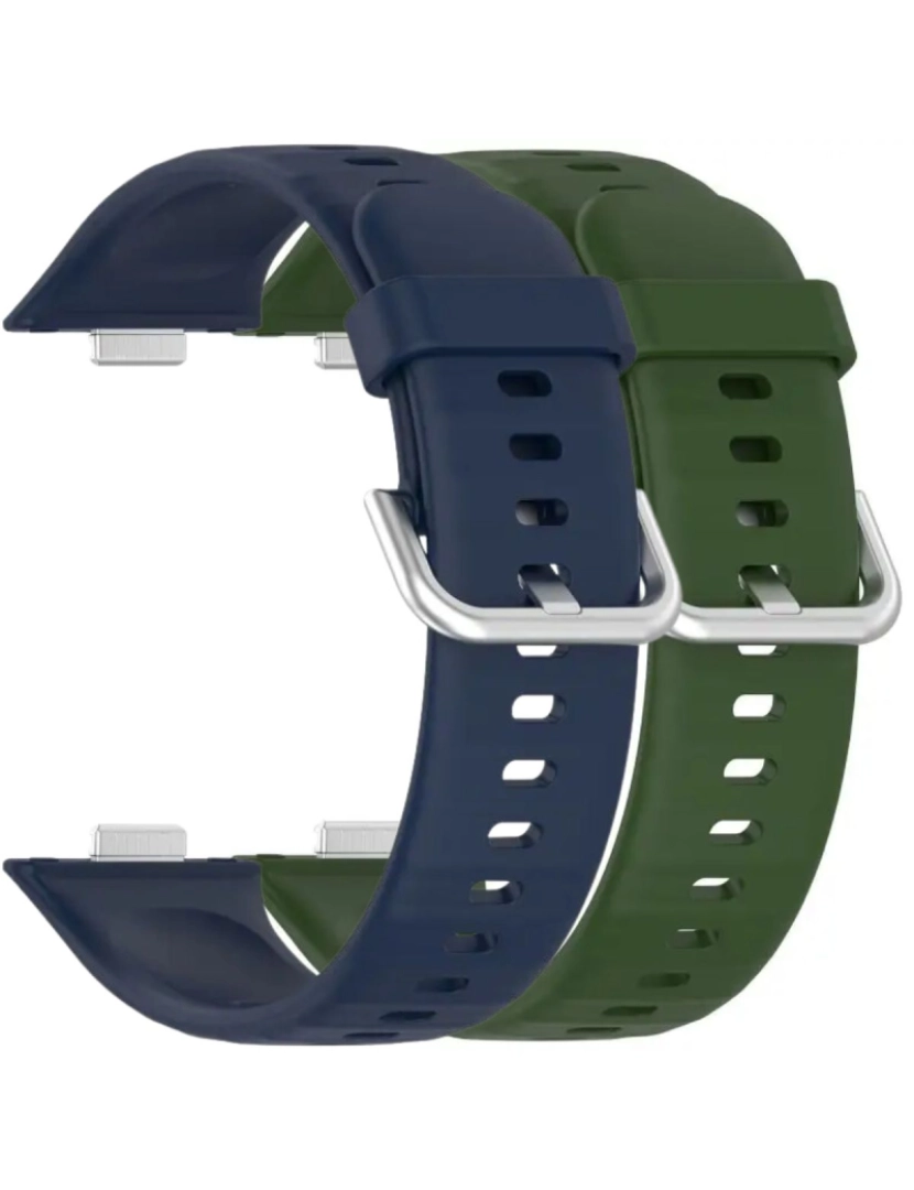 imagem de Pack 2x bracelete silicone fecho metal para Huawei Watch Fit 3 Azul Meia Noite e Verde1