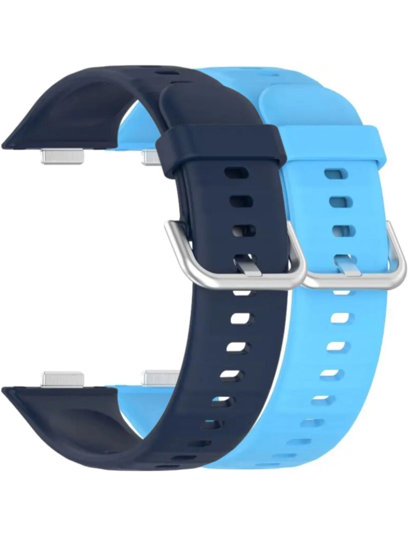 imagem de Pack 2x bracelete silicone fecho metal para Huawei Watch Fit 3 Azul Meia Noite e Azul1