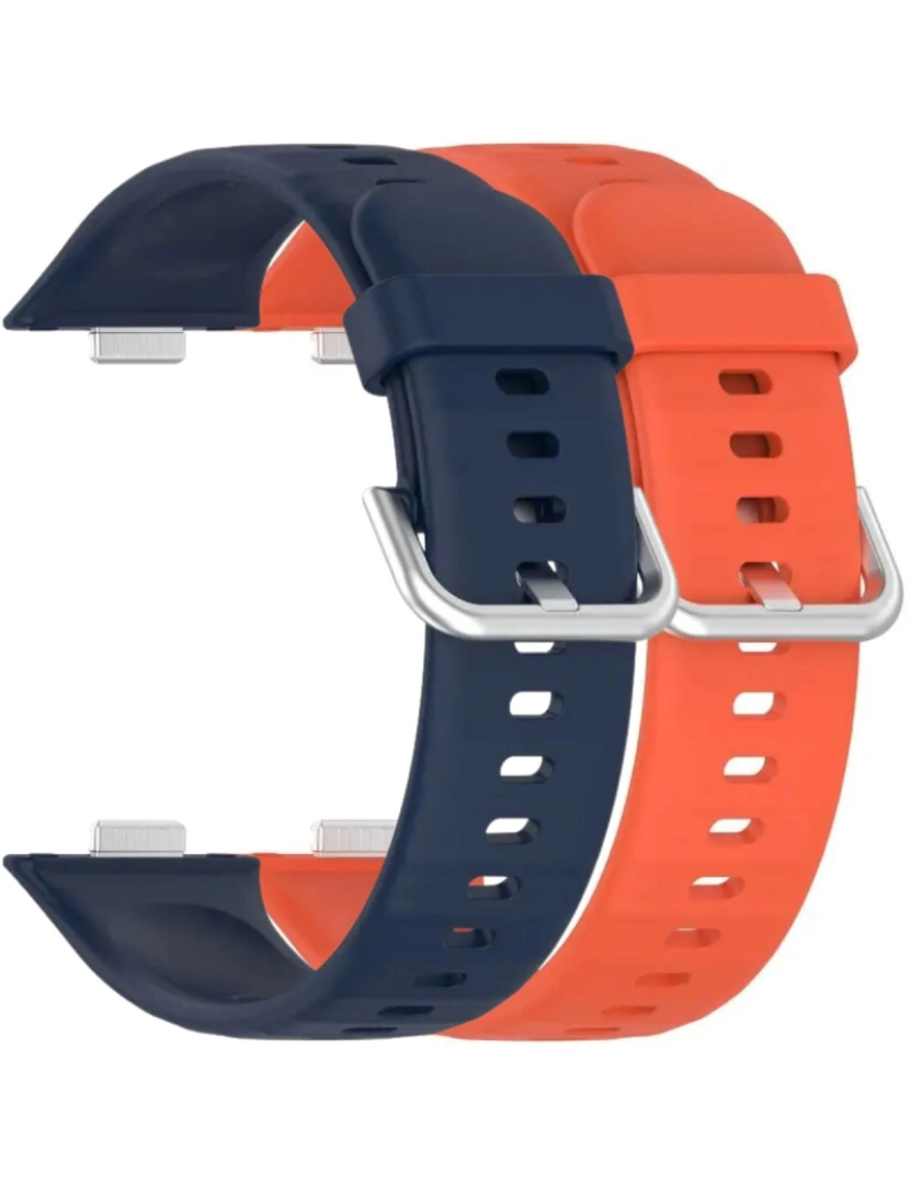 imagem de Pack 2x bracelete silicone fecho metal para Huawei Watch Fit 3 Azul Meia Noite e Laranja1