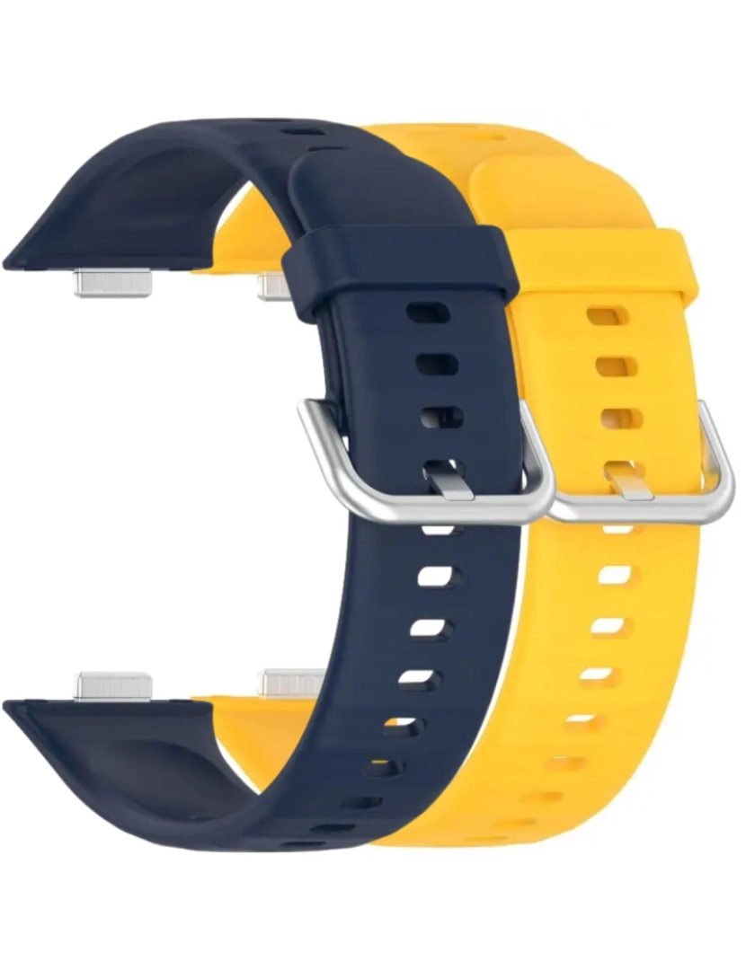 imagem de Pack 2x bracelete silicone fecho metal para Huawei Watch Fit 3 Azul Meia Noite e Amarelo1