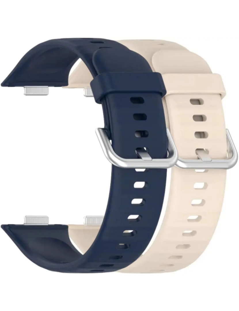 imagem de Pack 2x bracelete silicone fecho metal para Huawei Watch Fit 3 Azul Meia Noite e Marfim1