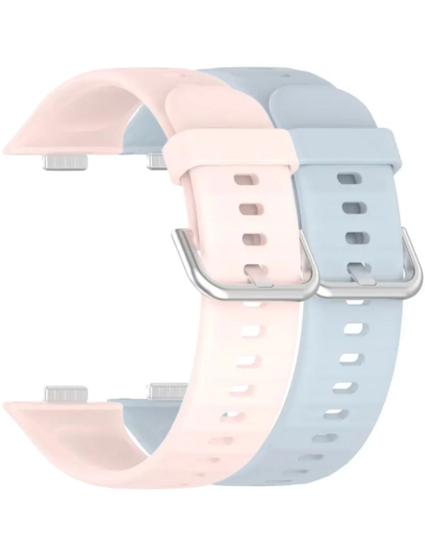 imagem de Pack 2x bracelete silicone fecho metal para Huawei Watch Fit 3 Rosa e Azul Claro1