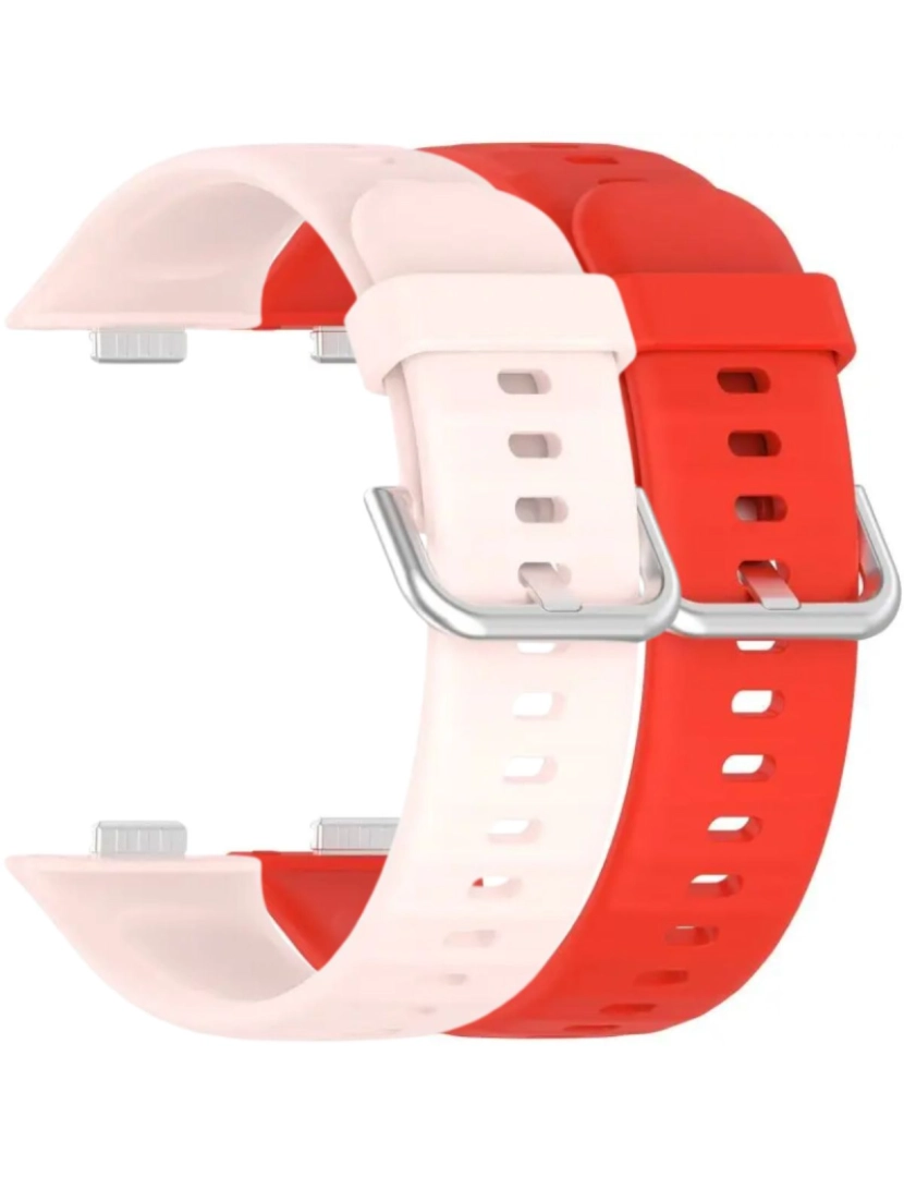 imagem de Pack 2x bracelete silicone fecho metal para Huawei Watch Fit 3 Rosa e Vermelho1