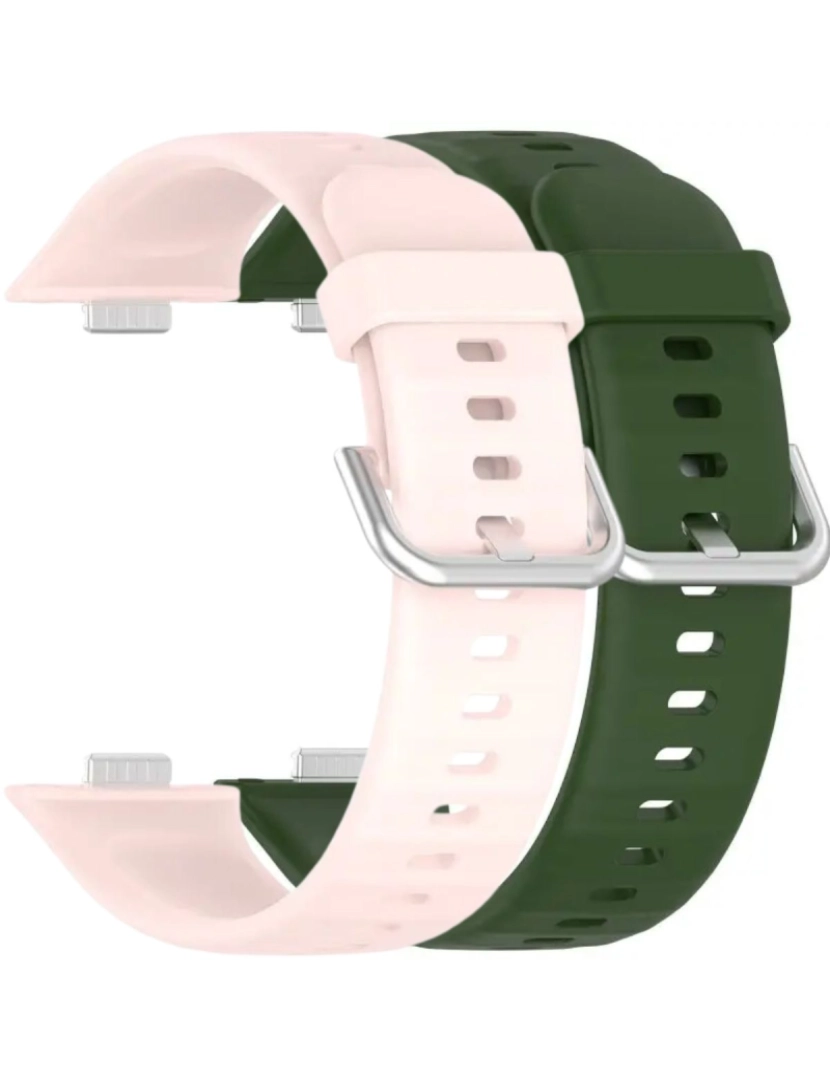 imagem de Pack 2x bracelete silicone fecho metal para Huawei Watch Fit 3 Rosa e Verde1