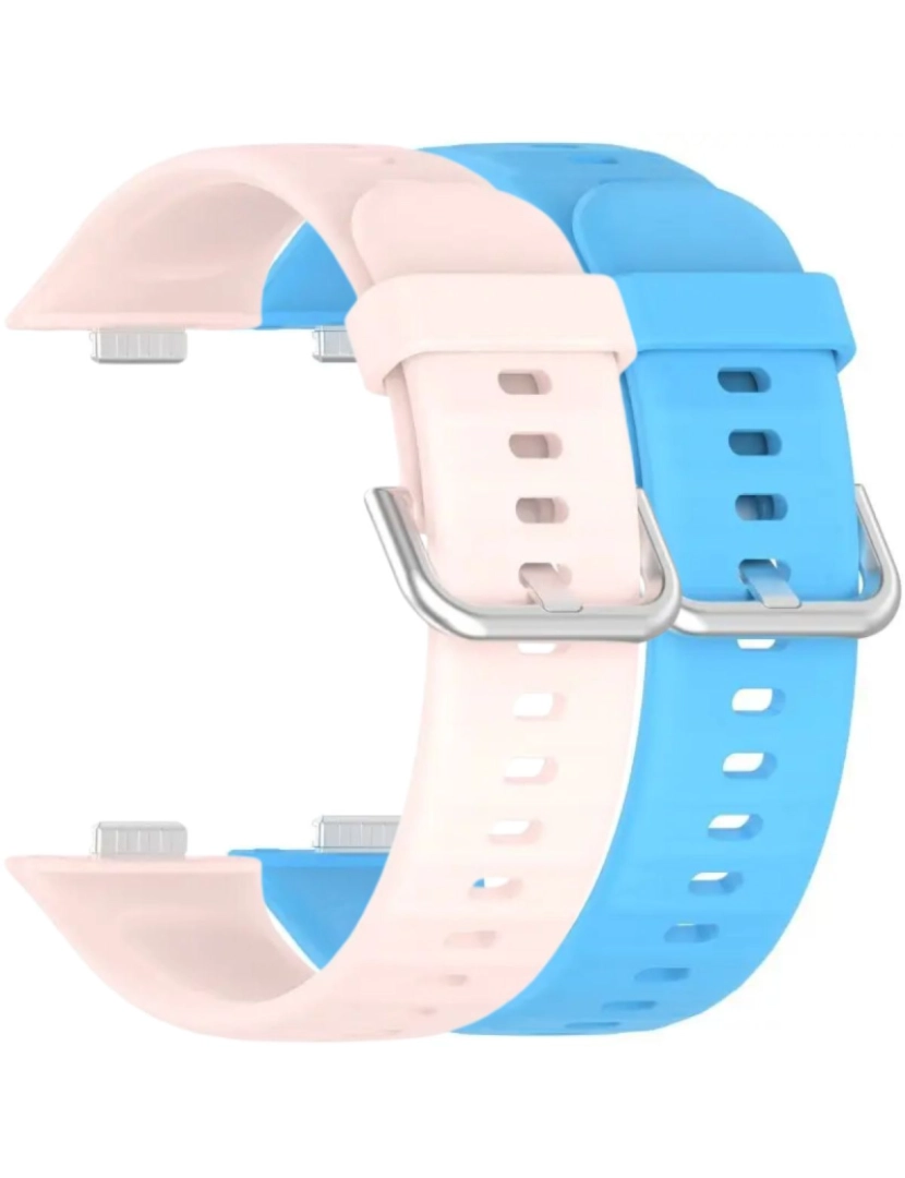 imagem de Pack 2x bracelete silicone fecho metal para Huawei Watch Fit 3 Rosa e Azul1