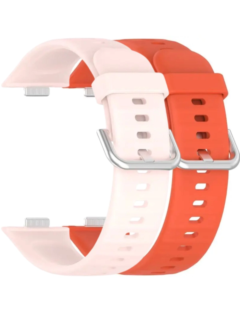 imagem de Pack 2x bracelete silicone fecho metal para Huawei Watch Fit 3 Rosa e Laranja1