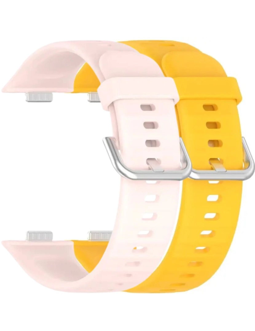 imagem de Pack 2x bracelete silicone fecho metal para Huawei Watch Fit 3 Rosa e Amarelo1