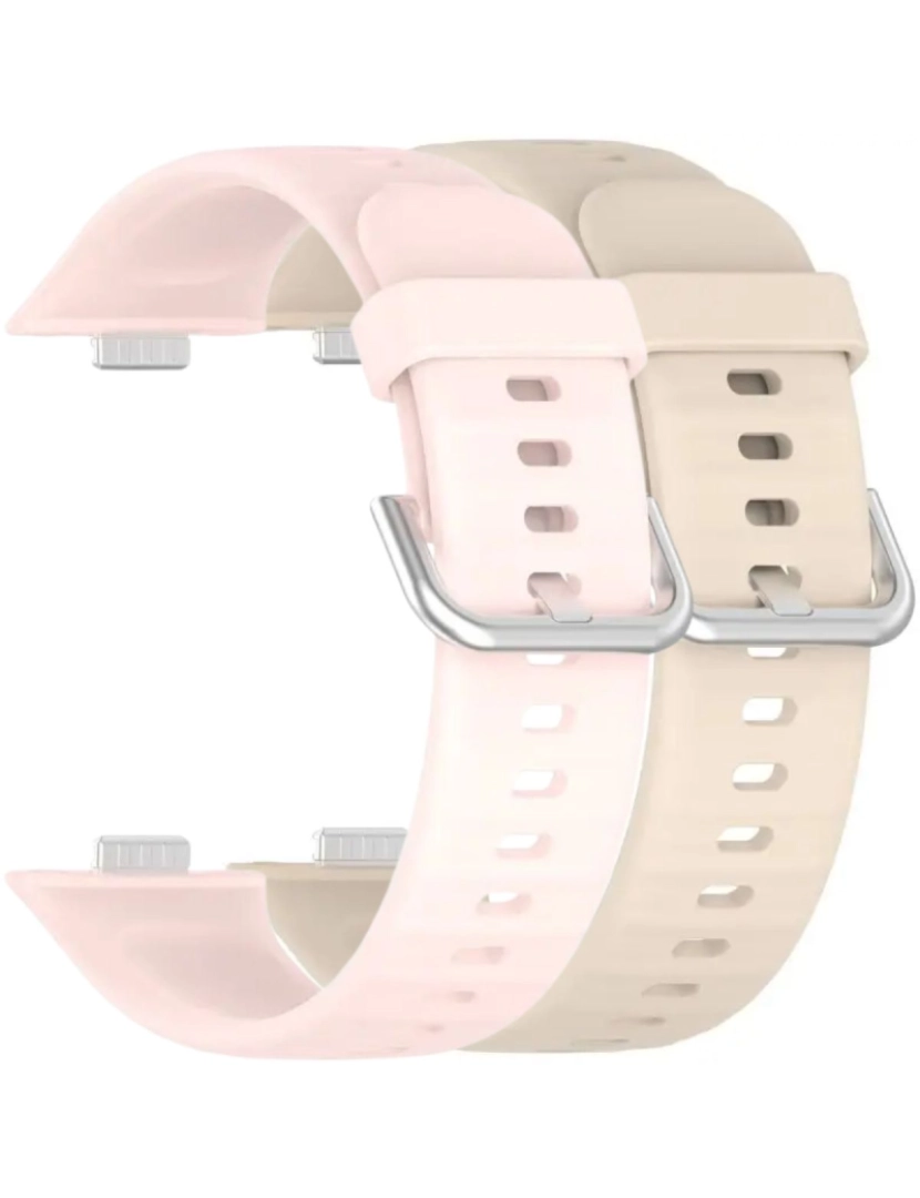 imagem de Pack 2x bracelete silicone fecho metal para Huawei Watch Fit 3 Rosa e Marfim1