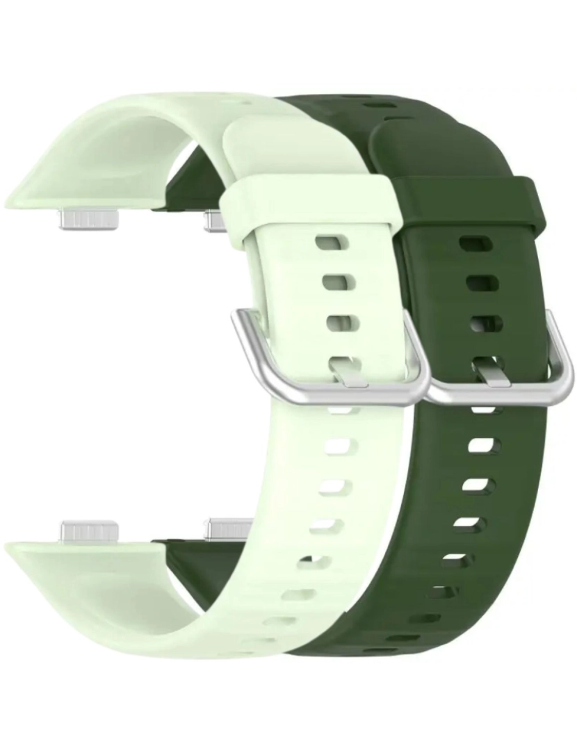 imagem de Pack 2x bracelete silicone fecho metal para Huawei Watch Fit 3 Verde Claro e Verde1