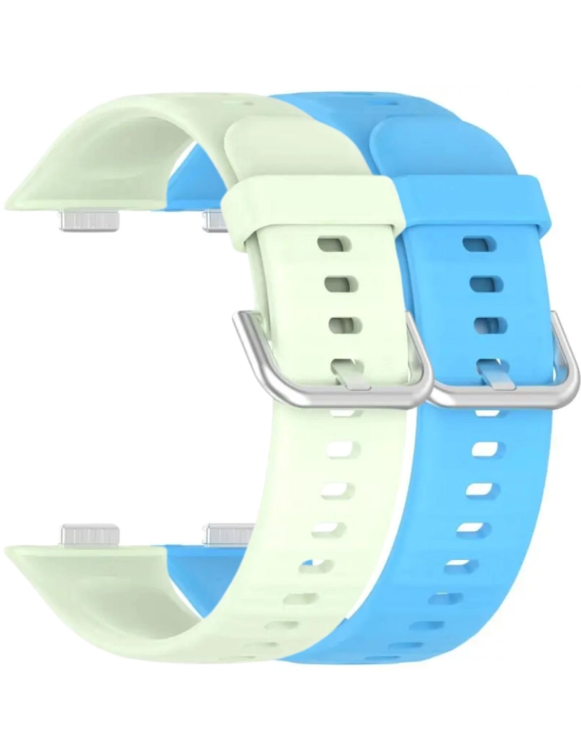 imagem de Pack 2x bracelete silicone fecho metal para Huawei Watch Fit 3 Verde Claro e Azul1