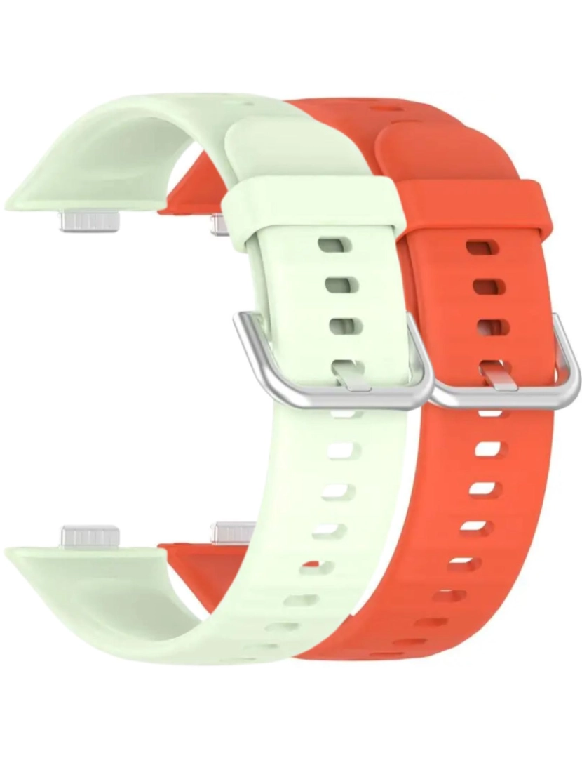 imagem de Pack 2x bracelete silicone fecho metal para Huawei Watch Fit 3 Verde Claro e Laranja1