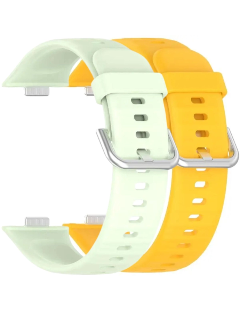 imagem de Pack 2x bracelete silicone fecho metal para Huawei Watch Fit 3 Verde Claro e Amarelo1