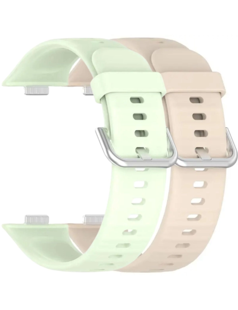 imagem de Pack 2x bracelete silicone fecho metal para Huawei Watch Fit 3 Verde Claro e Marfim1