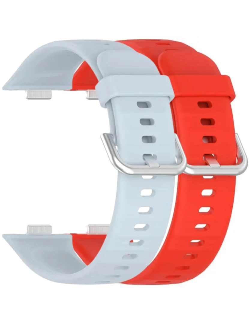 imagem de Pack 2x bracelete silicone fecho metal para Huawei Watch Fit 3 Azul Claro e Vermelho1