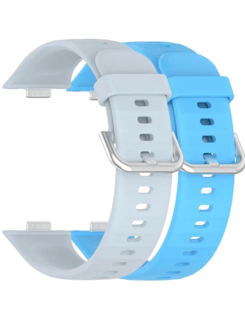 imagem de Pack 2x bracelete silicone fecho metal para Huawei Watch Fit 3 Azul Claro e Azul1