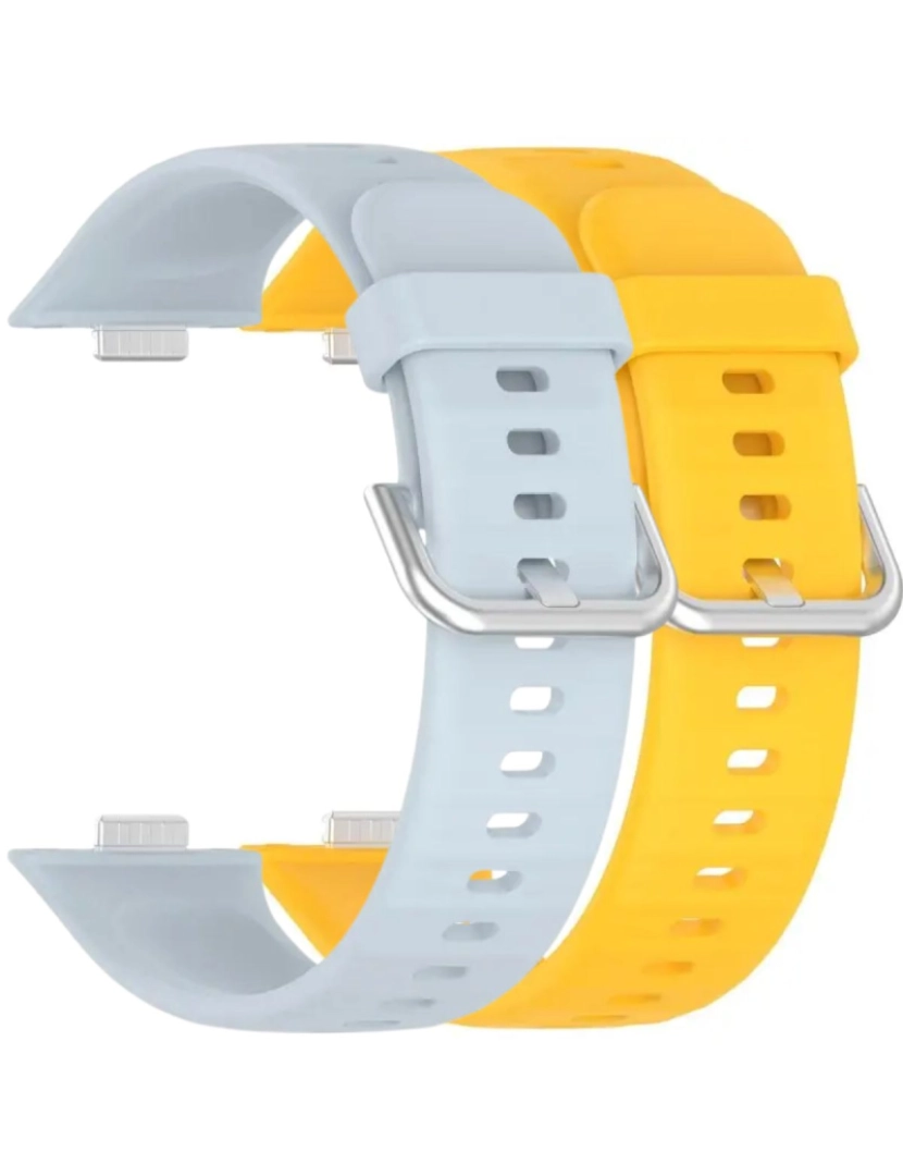 imagem de Pack 2x bracelete silicone fecho metal para Huawei Watch Fit 3 Azul Claro e Amarelo1