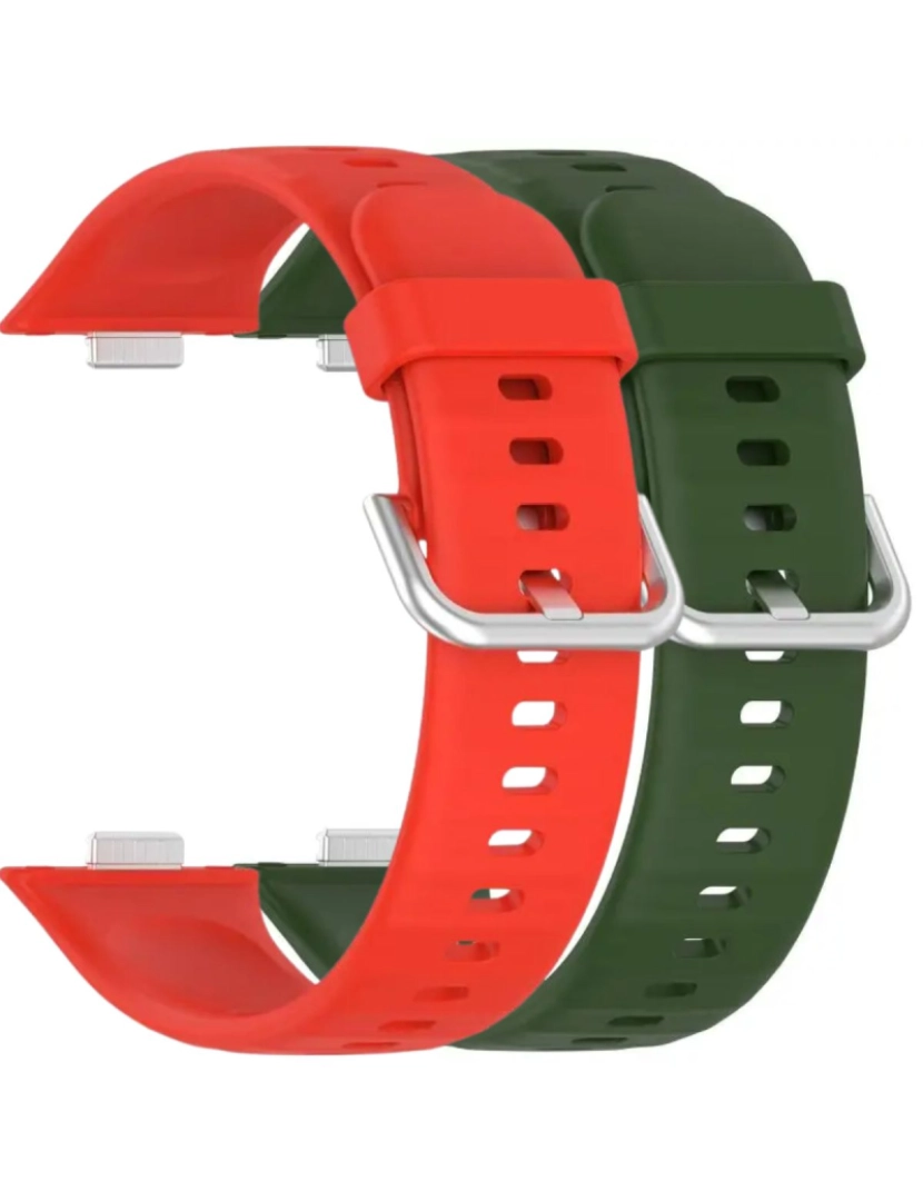 imagem de Pack 2x bracelete silicone fecho metal para Huawei Watch Fit 3 Vermelho e Verde1