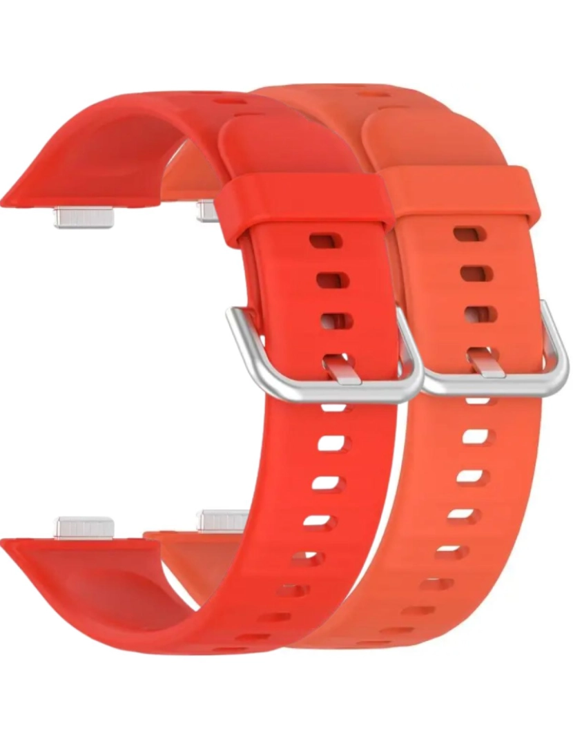 imagem de Pack 2x bracelete silicone fecho metal para Huawei Watch Fit 3 Vermelho e Laranja1