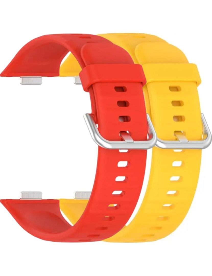 imagem de Pack 2x bracelete silicone fecho metal para Huawei Watch Fit 3 Vermelho e Amarelo1