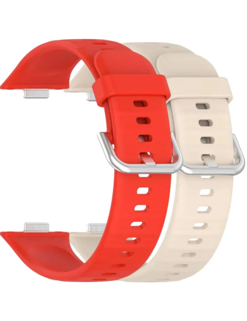 imagem de Pack 2x bracelete silicone fecho metal para Huawei Watch Fit 3 Vermelho e Marfim1