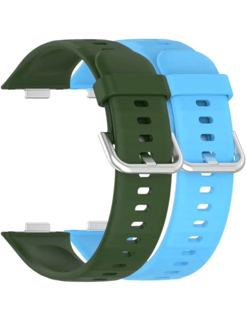 imagem de Pack 2x bracelete silicone fecho metal para Huawei Watch Fit 3 Verde e Azul1