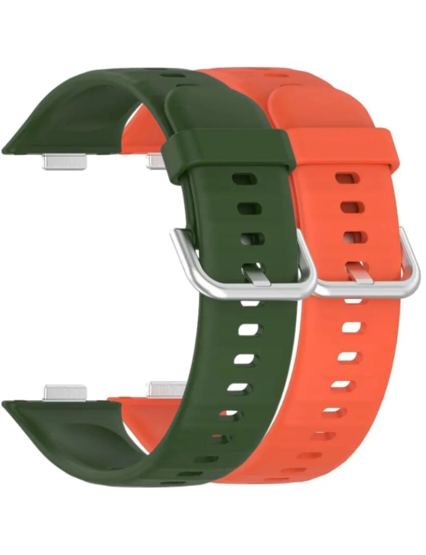 imagem de Pack 2x bracelete silicone fecho metal para Huawei Watch Fit 3 Verde e Laranja1