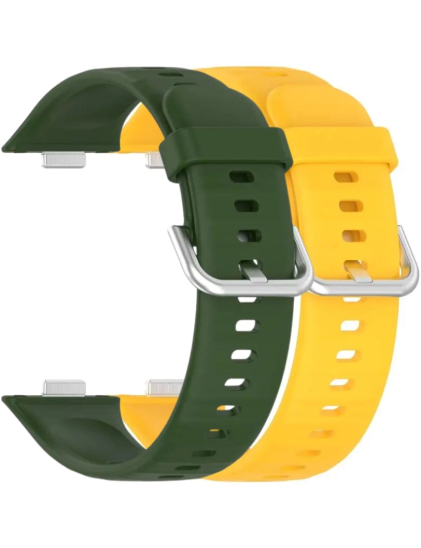 imagem de Pack 2x bracelete silicone fecho metal para Huawei Watch Fit 3 Verde e Amarelo1