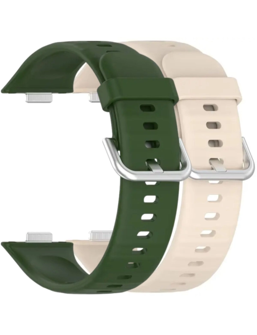 Antiimpacto! - Pack 2x bracelete silicone fecho metal para Huawei Watch Fit 3 Verde e Marfim