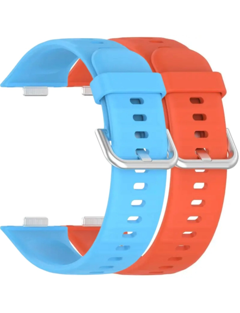 imagem de Pack 2x bracelete silicone fecho metal para Huawei Watch Fit 3 Azul e Laranja1