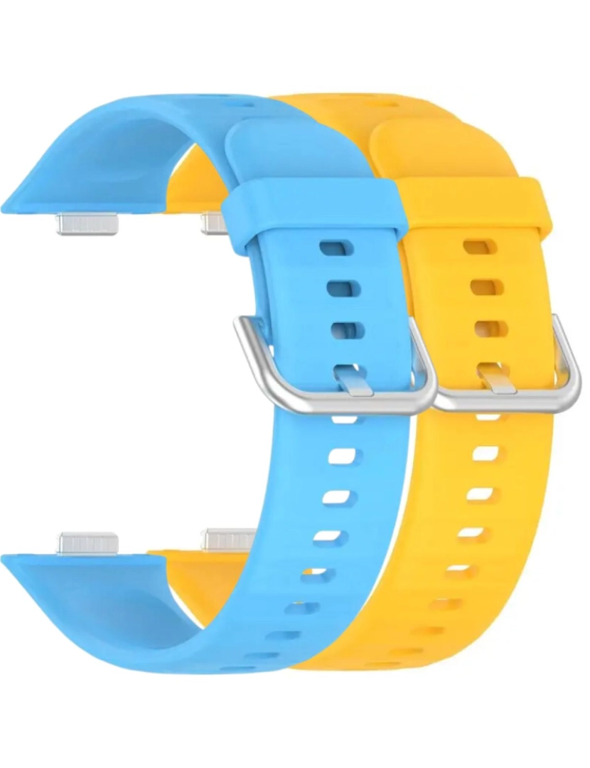 imagem de Pack 2x bracelete silicone fecho metal para Huawei Watch Fit 3 Azul e Amarelo1