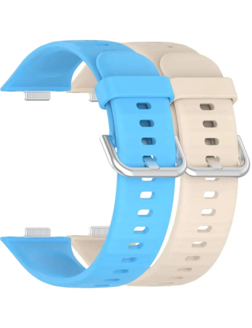 imagem de Pack 2x bracelete silicone fecho metal para Huawei Watch Fit 3 Azul e Marfim1