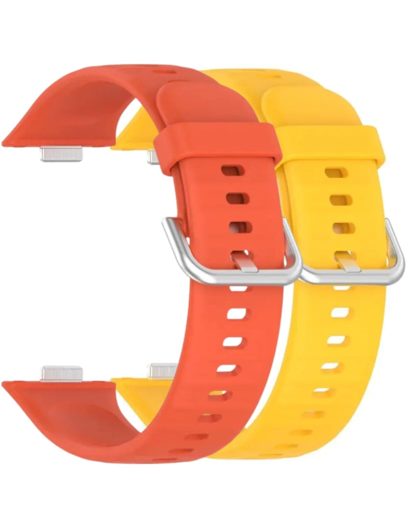 imagem de Pack 2x bracelete silicone fecho metal para Huawei Watch Fit 3 Laranja e Amarelo1