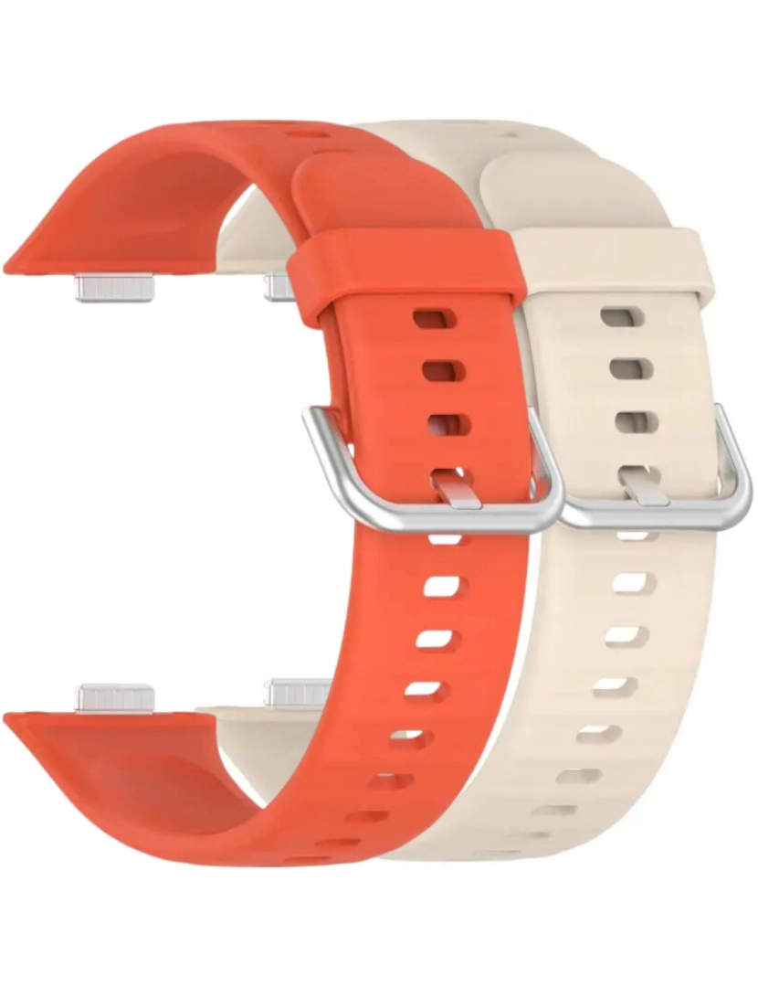 imagem de Pack 2x bracelete silicone fecho metal para Huawei Watch Fit 3 Laranja e Marfim1