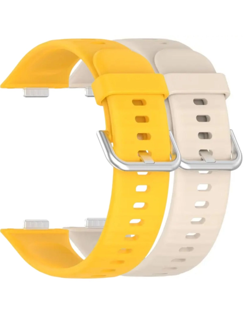 Antiimpacto! - Pack 2x bracelete silicone fecho metal para Huawei Watch Fit 3 Amarelo e Marfim