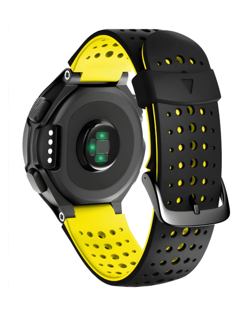 Antiimpacto! - Bracelete em silicone respirável para Garmin Forerunner 735XT Preto e amarelo