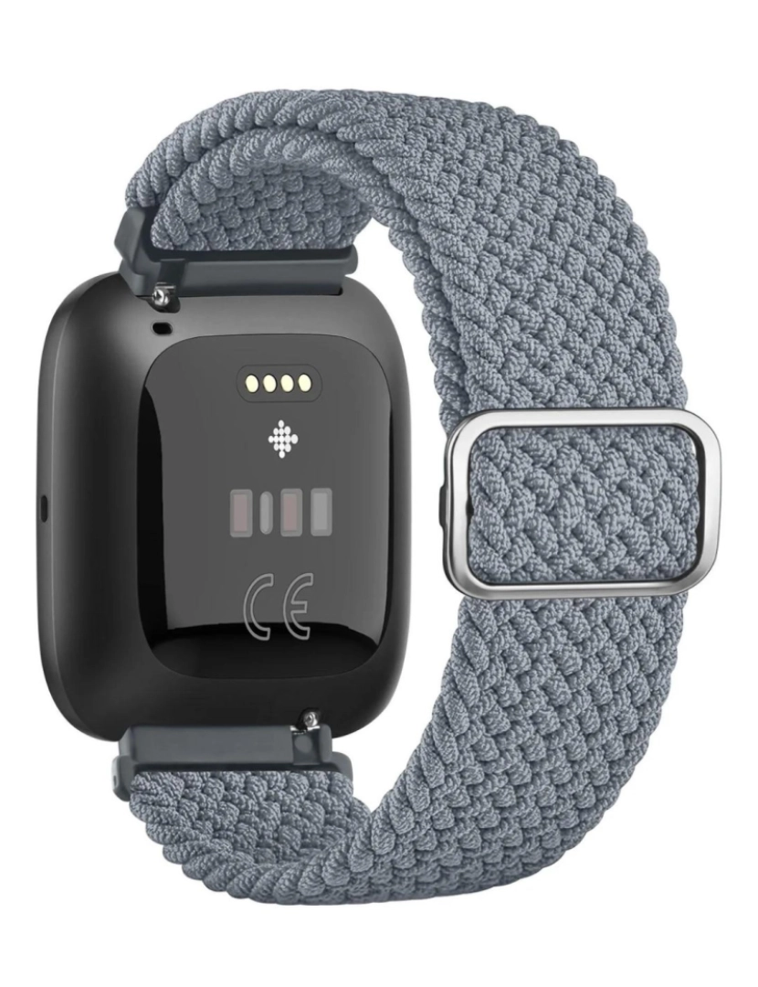 Antiimpacto! - Bracelete em Nylon trançada ajustável para Fitbit Versa Azul cinzento