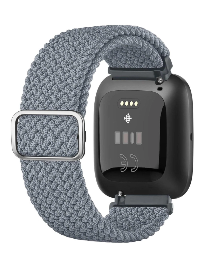 imagem de Bracelete em Nylon trançada ajustável para Fitbit Versa Azul cinzento2